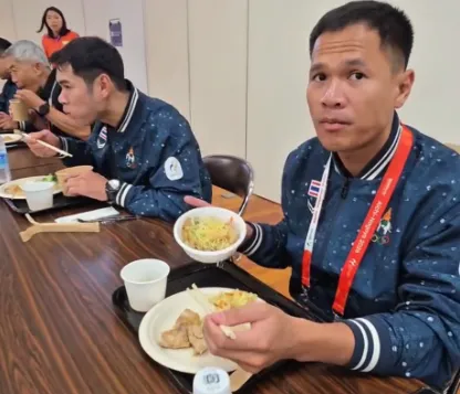 泰國臺克球代表隊抱怨亞運伙食。(圖/翻攝自臉書)