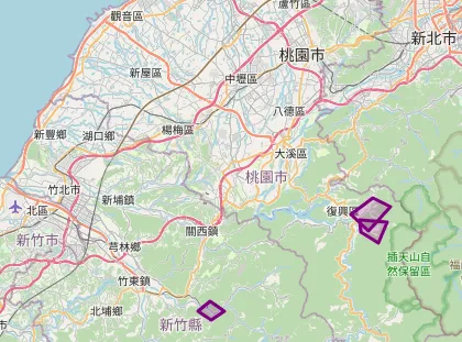 氣象署針對新竹縣油羅溪(雞油樹下區域)、桃園市宇內溪(宇內橋)、桃園市霞雲溪(優霞雲瀑布區)發布災防告警，持續時間至下午5點56分。（圖/氣象署提供）