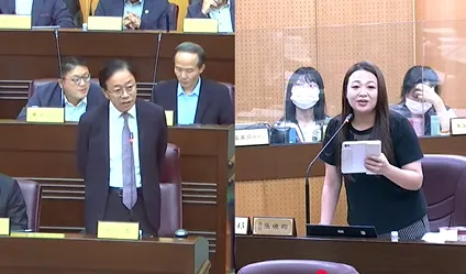 張曉昀14日質詢張善政。（圖／翻攝桃園市議會YT）