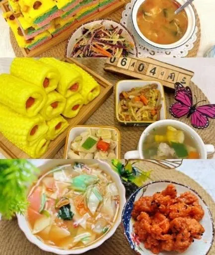 加入顏料的食物色彩鮮豔。（圖/翻攝新浪微博）