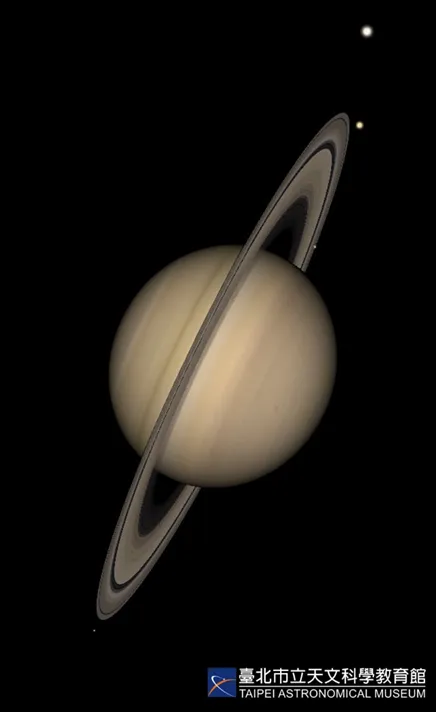 天文望遠鏡所見土星衝示意圖。（圖／台北天文館提供）