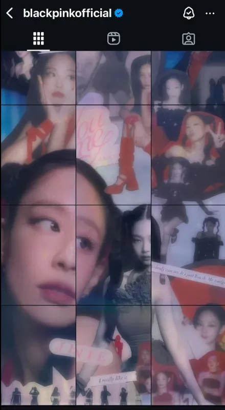 BLACKPINK官方IG排版跑掉。(圖/翻攝自IG@blackpinkofficial)