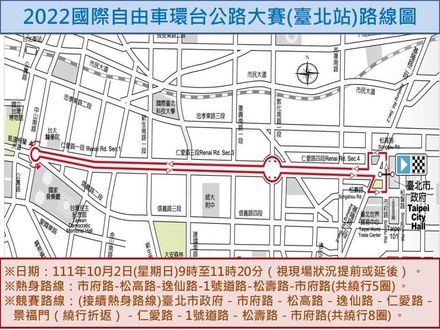 2022國際自由車環台公路大賽　週日台北站交管資訊看這裡
