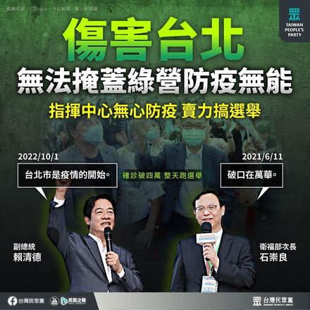 「台北市是疫情的開始」是傷害台北！　民眾黨：甩鍋卸責是民進黨的DNA