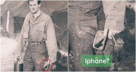 又見時空旅人！他爺爺「二戰手拿iPhone」臭臉拍照　照片曝光網友戰翻