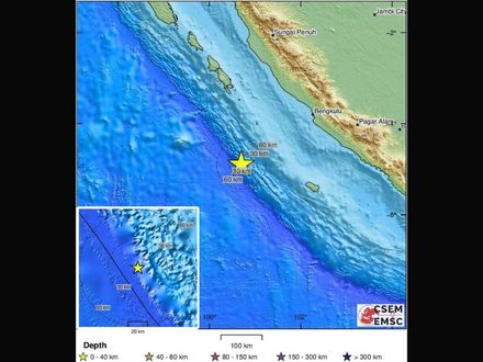 印尼蘇門答臘規模6.7地震　震源深度10公里