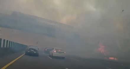 「遊地獄」恐怖視角曝光！台中公墓大火濃煙瀰漫高速公路　車輛被逼入「搖滾區」