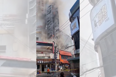 影/南韓樂天戲院大火災後畫面曝　警消疏散及時確認無人傷亡