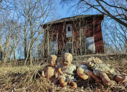 影/毛骨悚然！探險家荒野中發現廢棄屋　散落一地娃娃玩具超詭異