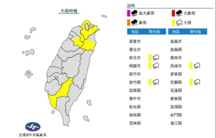 快訊／國家警報響了！5縣市大雨特報　「新北3區」注意大雷雨襲擊