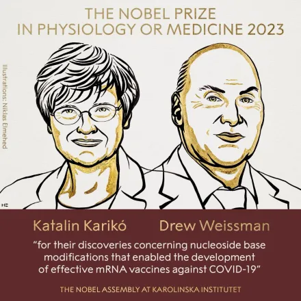 快訊/2023諾貝爾生醫獎公佈　助研發mRNA疫苗2位科學家獲獎