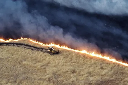影/加州內陸野火狂燒5千公頃土地　強風助長火勢濃煙遮蔽整片天空