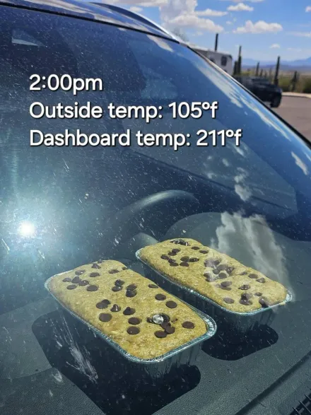 美國有多熱？車內溫度飆至99°C　4小時「烤出香蕉麵包」
