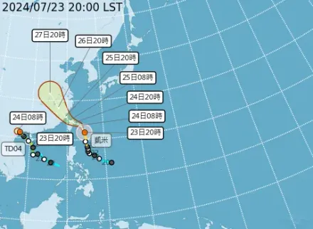凱米颱風還會變強！台灣本島全納警戒區　7/24白天暴風範圍觸陸