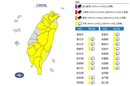 快訊/「核級雨彈」罩全台！「16縣市」大雨狂炸防淹水　搖滾區曝光