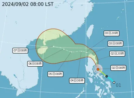 摩羯颱風外圍環流9/3影響台灣！東半部降雨增　雨彈連下6天