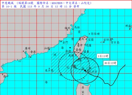 快訊/暴風圈觸陸了！山陀兒威脅南台灣　陸警範圍「新增高雄」