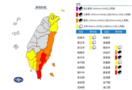 快訊/山陀兒逼近！「12縣市」大雨、豪雨特報　山區嚴防落石