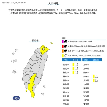 快訊/雨區蔓延！「5縣市」大雨特報　大雷雨猛轟屏東