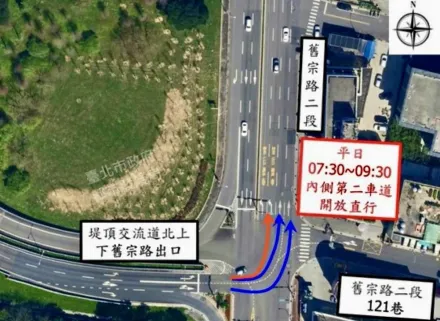 紓解北市內湖區上班車潮　舊宗路部分路段左轉道改直行