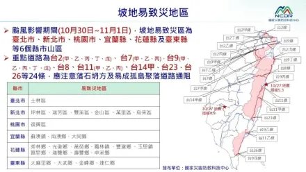 強颱康芮進逼！雙北等6縣市列坡地易致災區