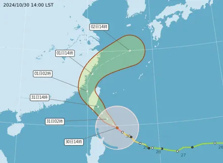 胖颱康芮「巔峰」撞台！北部、東部灌雨「紫爆」　沿海狂颳14級強陣風