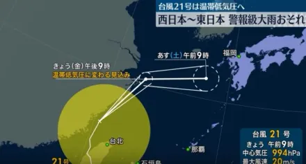 康芮離台恐直撲日本　日氣象廳呼籲嚴防大雨