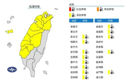 低溫區域擴大！「13縣市」急凍10度以下　冷到明天早上