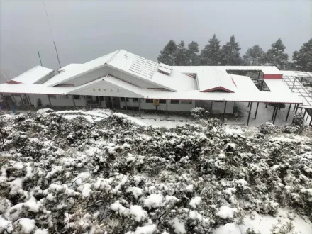 影/今年第一場瑞雪！嘉明湖步道積雪3公分　持續一小時