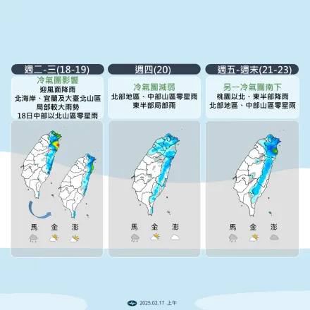 氣溫溜滑梯！連2波冷氣團接力 　周五低溫跌破11度