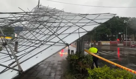 影/怪風襲台中！看板倒塌險象環生　路樹「腰折」影響交通