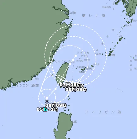 日本氣象廳預測熱帶系統會貫穿台灣。（圖／翻攝自日本氣象廳）
