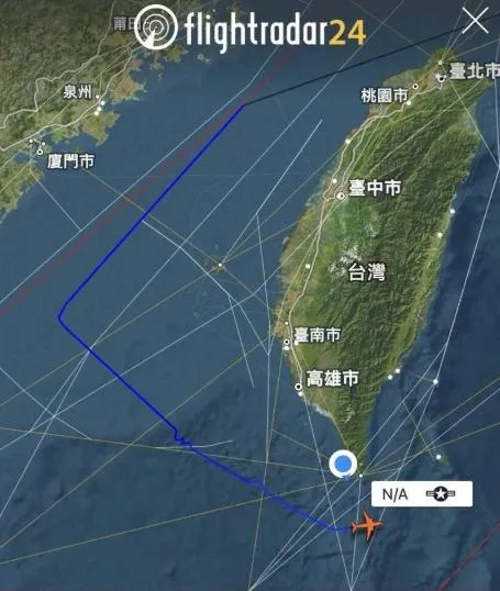 P-8A飛行路線。（圖／翻攝Flightradar24）