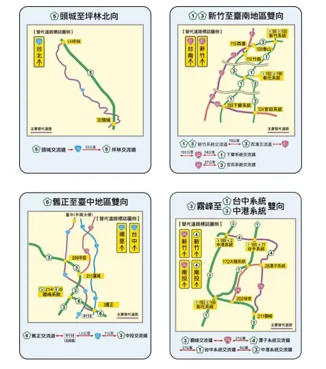 國道長途替代道路圖。（圖/高公局提供）