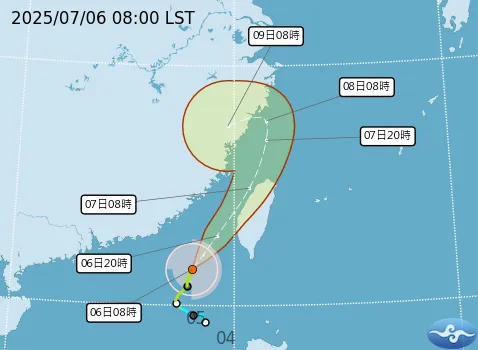 丹娜絲正逐漸接近台灣。（圖／中央氣象署）
