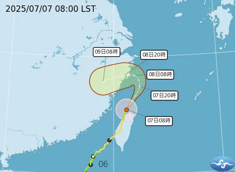 丹娜絲颱風離台。（圖／氣象署）