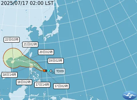 熱帶性低氣壓TD09。（圖／中央氣象署）
