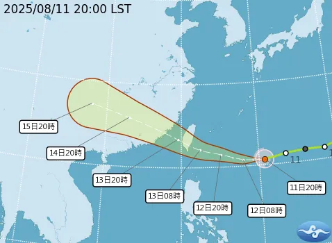楊柳颱風11日晚間8時許轉中颱。(圖/氣象署)