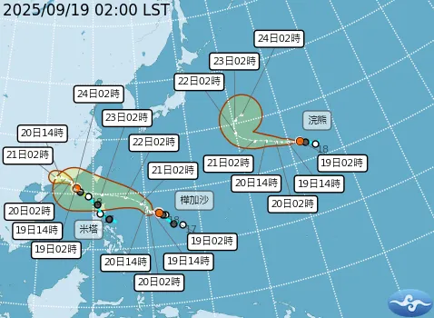 目前海面上有三個颱風。（圖／中央氣象署）