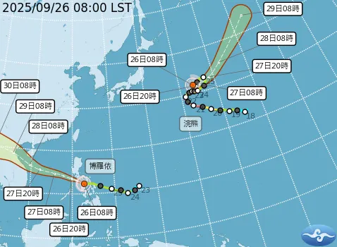 雙颱最新動向。（圖／中央氣象署）