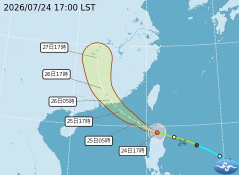 颱風紅霞路徑潛勢預報。（圖／氣象署提供）