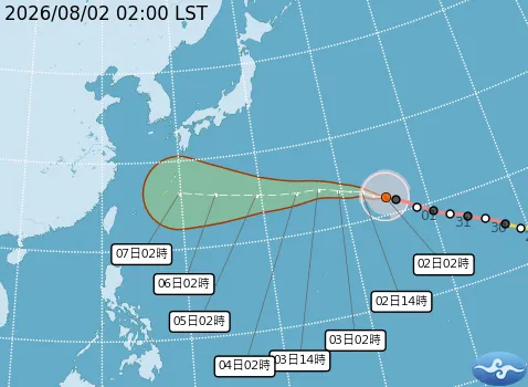 白海豚颱風預估下週五至週末較為接近台灣。（圖／中央氣象署）