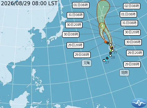 班朗颱風已增強為中度颱風。(圖/中央氣象署)