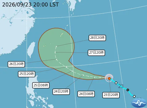 受到舒力基颱風外圍雲系影響，下周一至下周二期間，北部及東半部地區的天氣將出現轉折。（圖／氣象署）