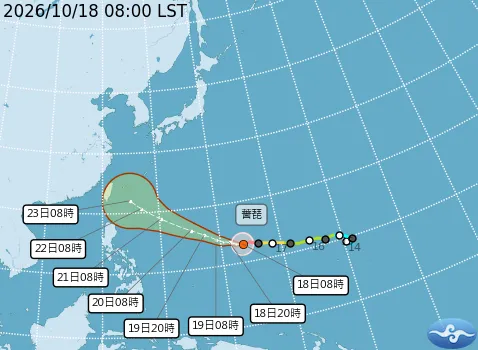強烈颱風薔琵路徑潛勢預報。（圖／氣象署）