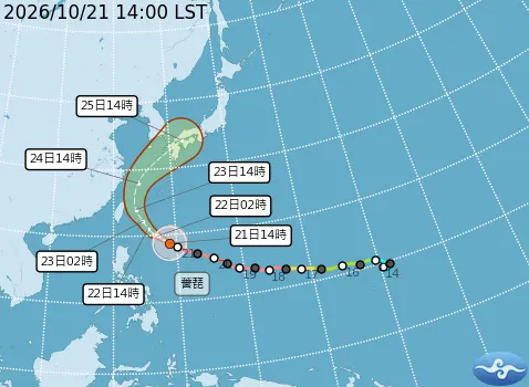 中央氣象署預估最快今深夜發海警、不排除明發陸警，週五週六影響最劇。（圖／氣象署）