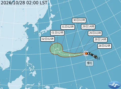 煙花颱風預測路徑。(圖/氣象署)