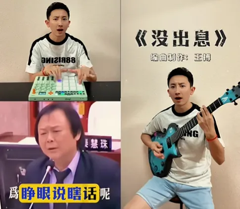 王搏以王世堅過往質詢影片為素材創作出《沒出息》一曲。（圖／翻攝抖音＠音樂人王搏）