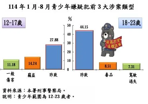 一般傷害案件類別，在未成年犯案型態中，名列第三。（圖／翻攝刑事局網站）