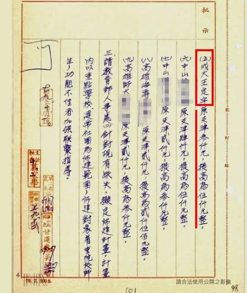 民國79年教育部佈建人員加薪名單,驚見王定宇的名字(翻攝網路)
